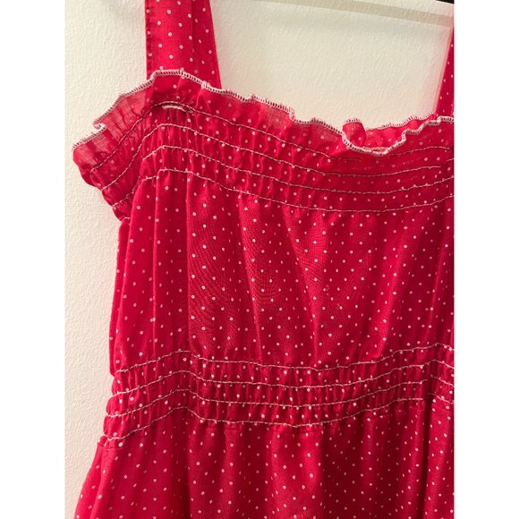 Dresses & Skirts - Vintage, homemade pink polka-dot mini-dress, semi sheer, size small